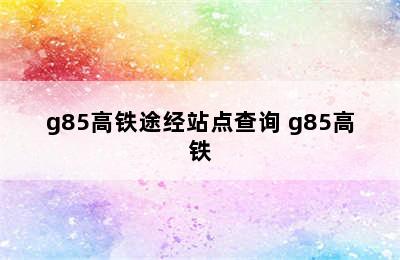 g85高铁途经站点查询 g85高铁